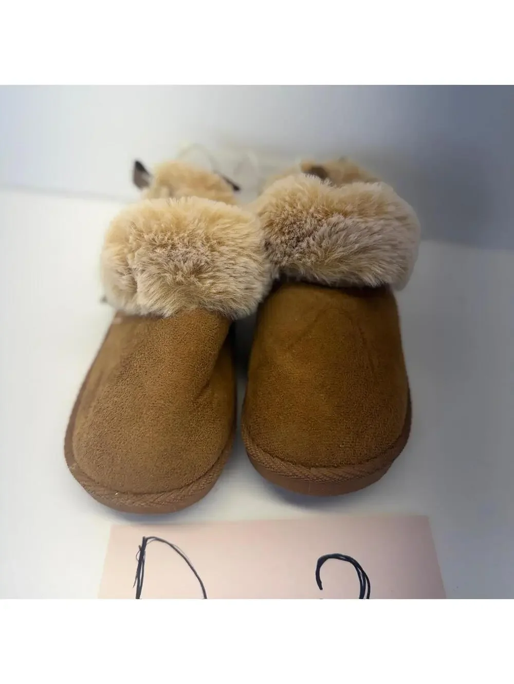 First‎ Steps By Stepping Stones Girls Size 6 Brown Faux Fur Bow Slippers NEW